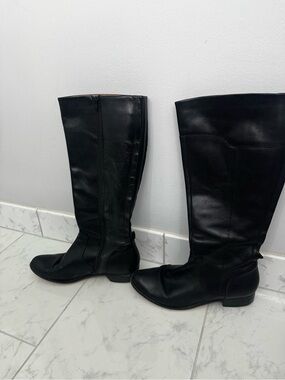 Corso Como Black Leather Knee-High Riding Boots